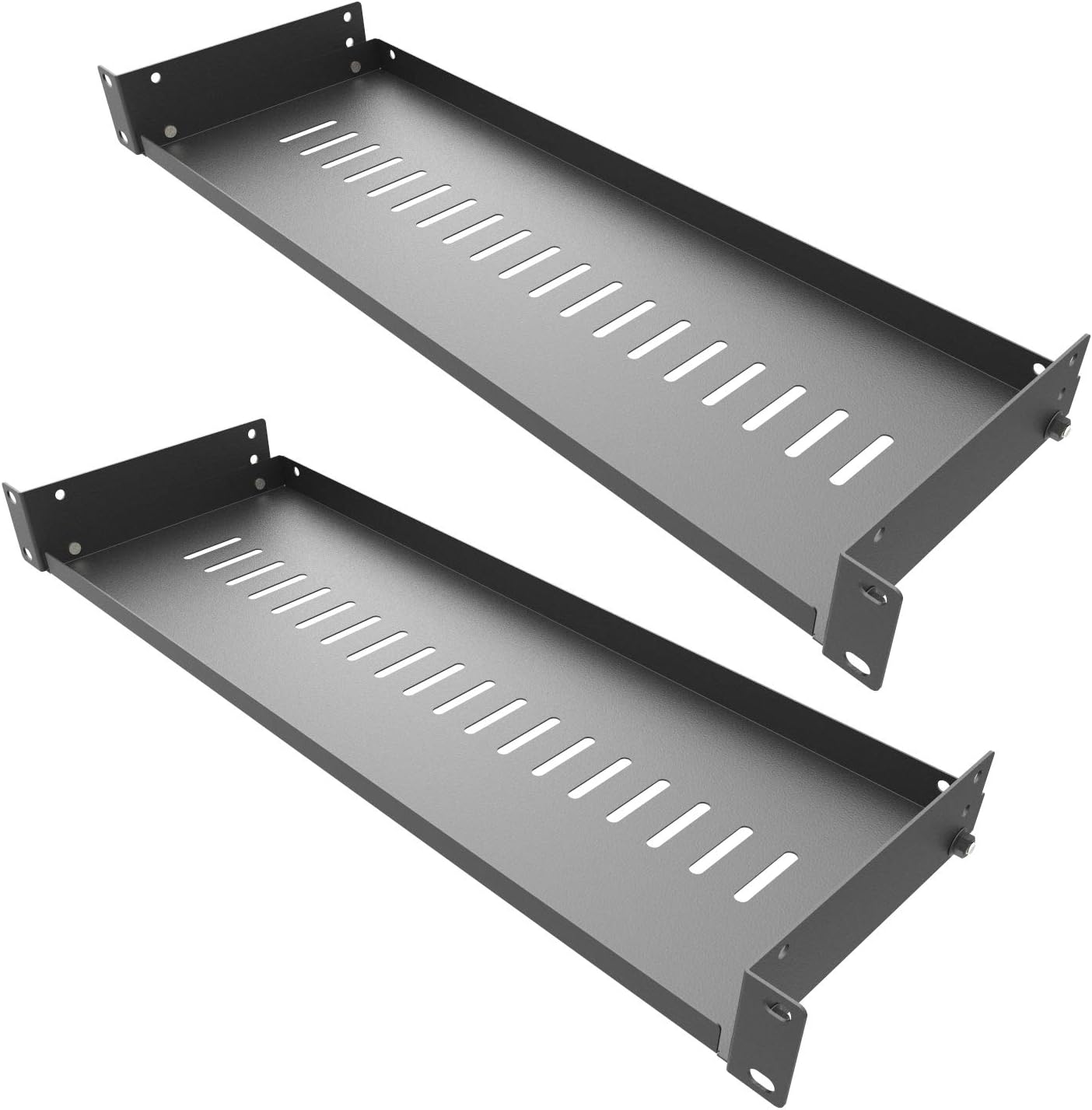 Vented Cantilever Server Rack Mount Shelf 1U 6in Deep - 2 Pack