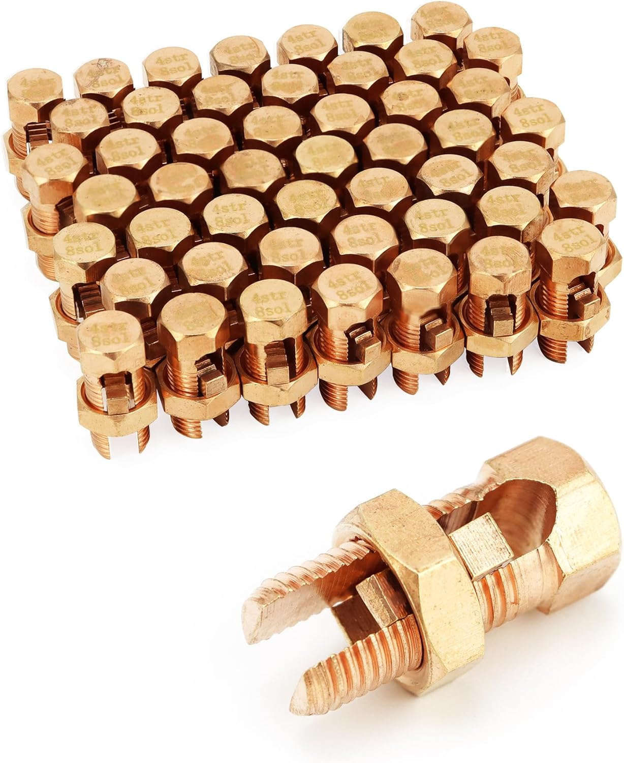 QWORK Grounding Split Bolt Connectors for 4 to 8 Gauge Wires