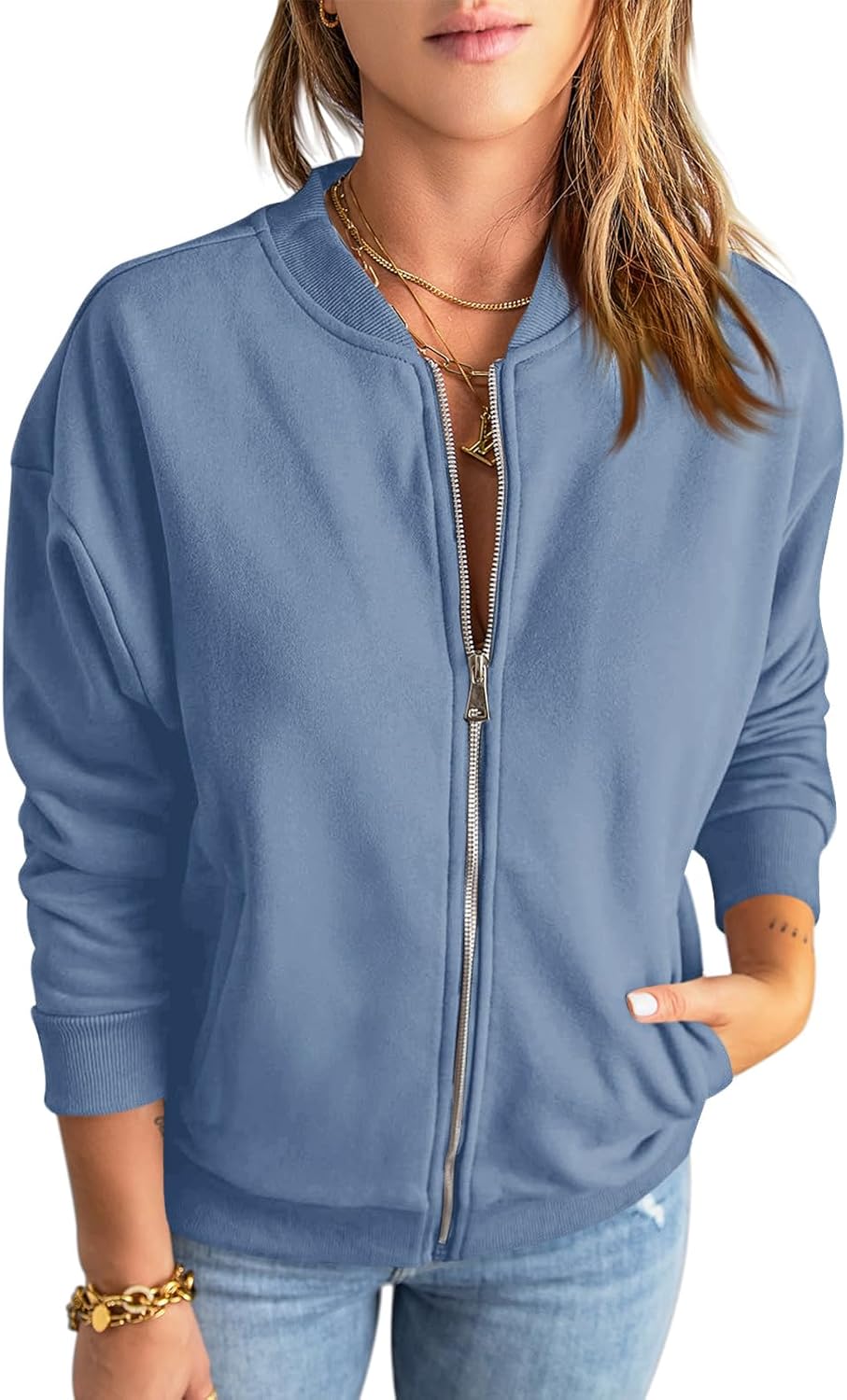 GeGekoko Womens Zip Up Sweatshirts for Casual Loose Outwear