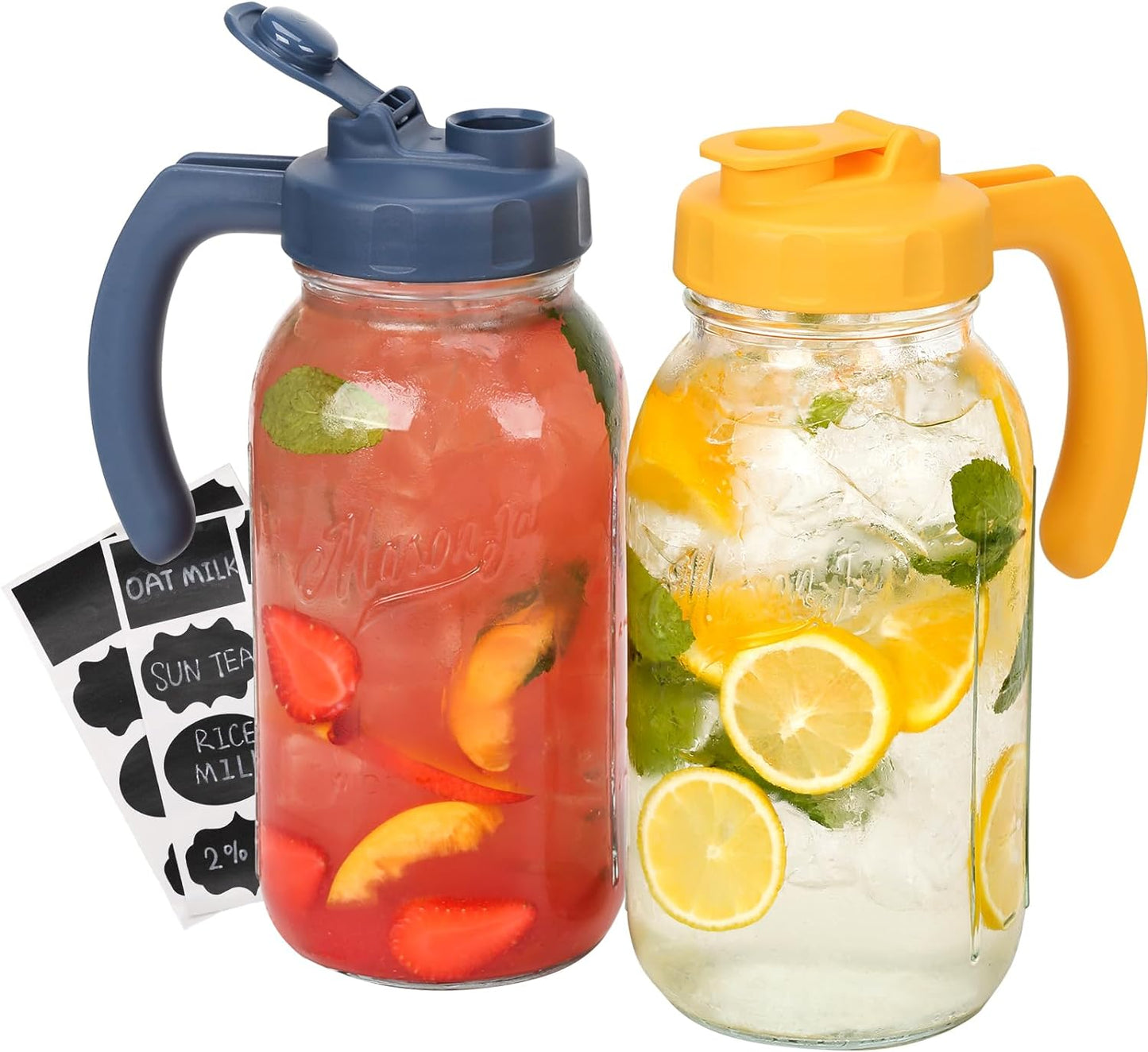 Soligt Glass Mason Jar Pitcher with Lid for Homemade Drinks