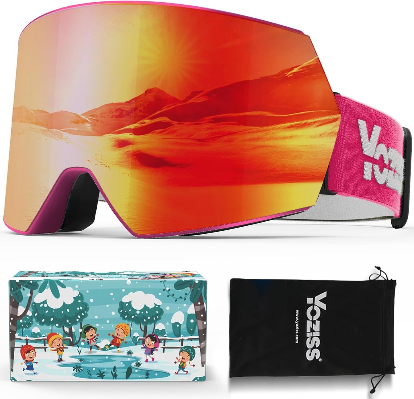 YOZISS Kids Ski Goggles: 100% UV Protection for Ages 7-14