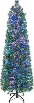 Fiber Optic Pencil Christmas Tree 5ft - Slim Pre-Lit Colorful Display