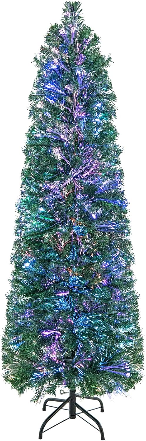 Goplus 5ft Fiber Optic Pencil Christmas Tree for Holiday Cheer
