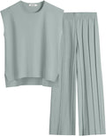 Women 2 Piece Lounge Set Knit Sweater Vest & Wide Leg Pants