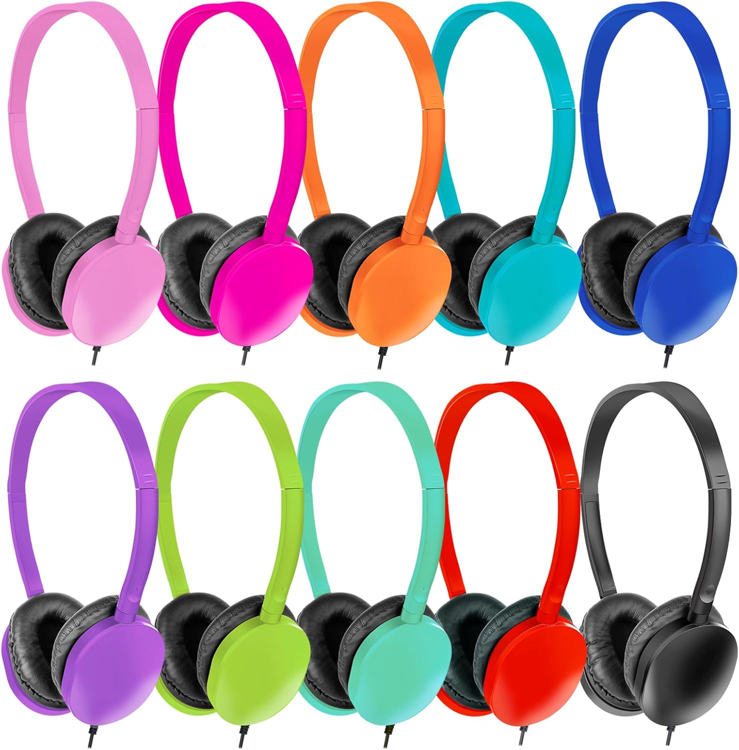 Bulk Headphones 20 Pack for Classroom Use - Comfortable Kids Earphones