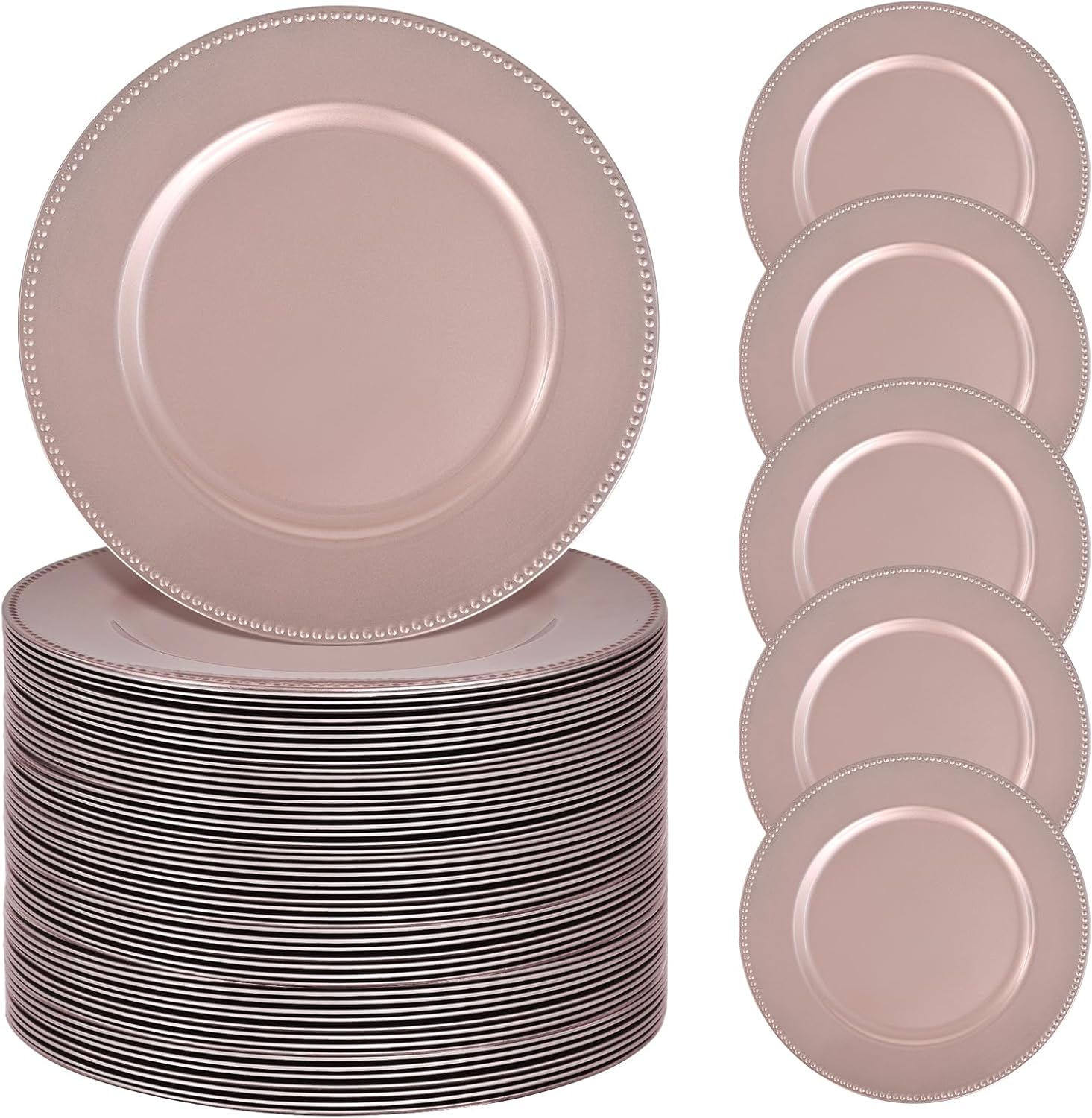 50 Pcs Rose Gold Charger Plates for Elegant Table Settings