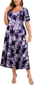 Plus Size Dresses for Women Summer Casual Maxi Dress with Pockets