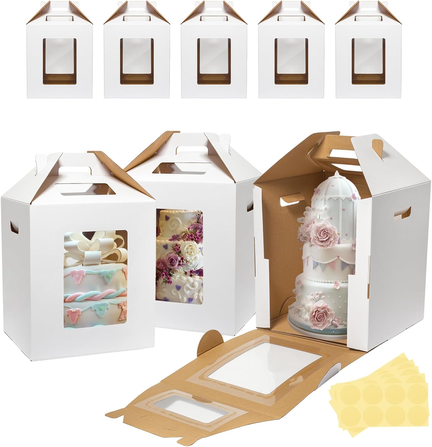 8 Pack Tall Cake Boxes for Tier Cakes - Perfect for Events