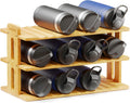 Bamboo Water Bottle Organizer with Labels - 3-Tier Cabinet Rack