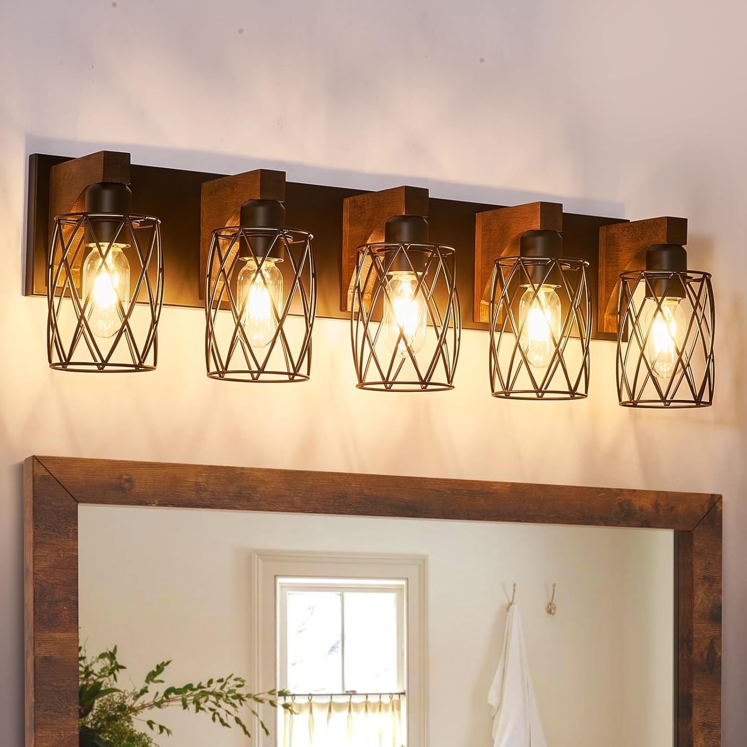 5-Light Farmhouse Bathroom Vanity Light with Rustic Charm