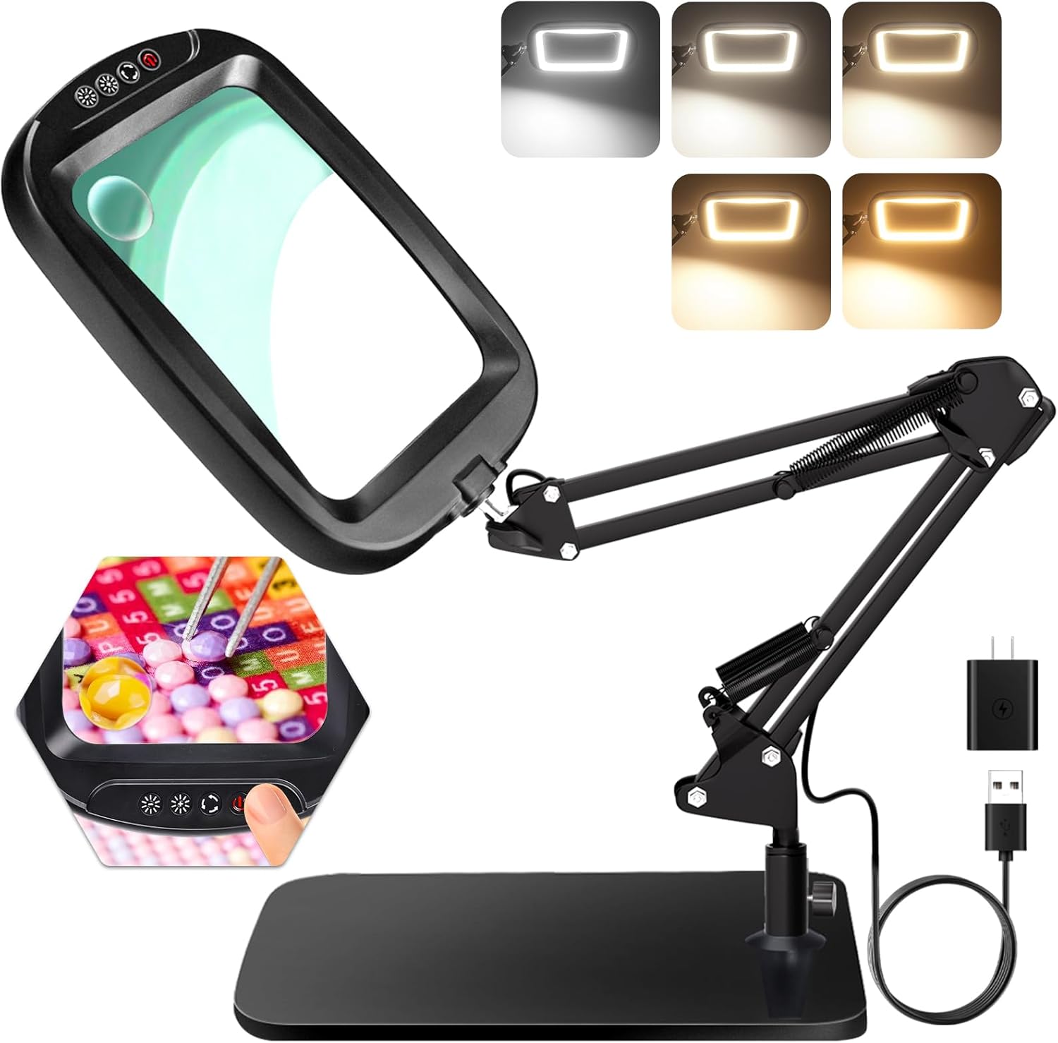 10X 30X Extra Large Magnifying Glass with Light for Crafts