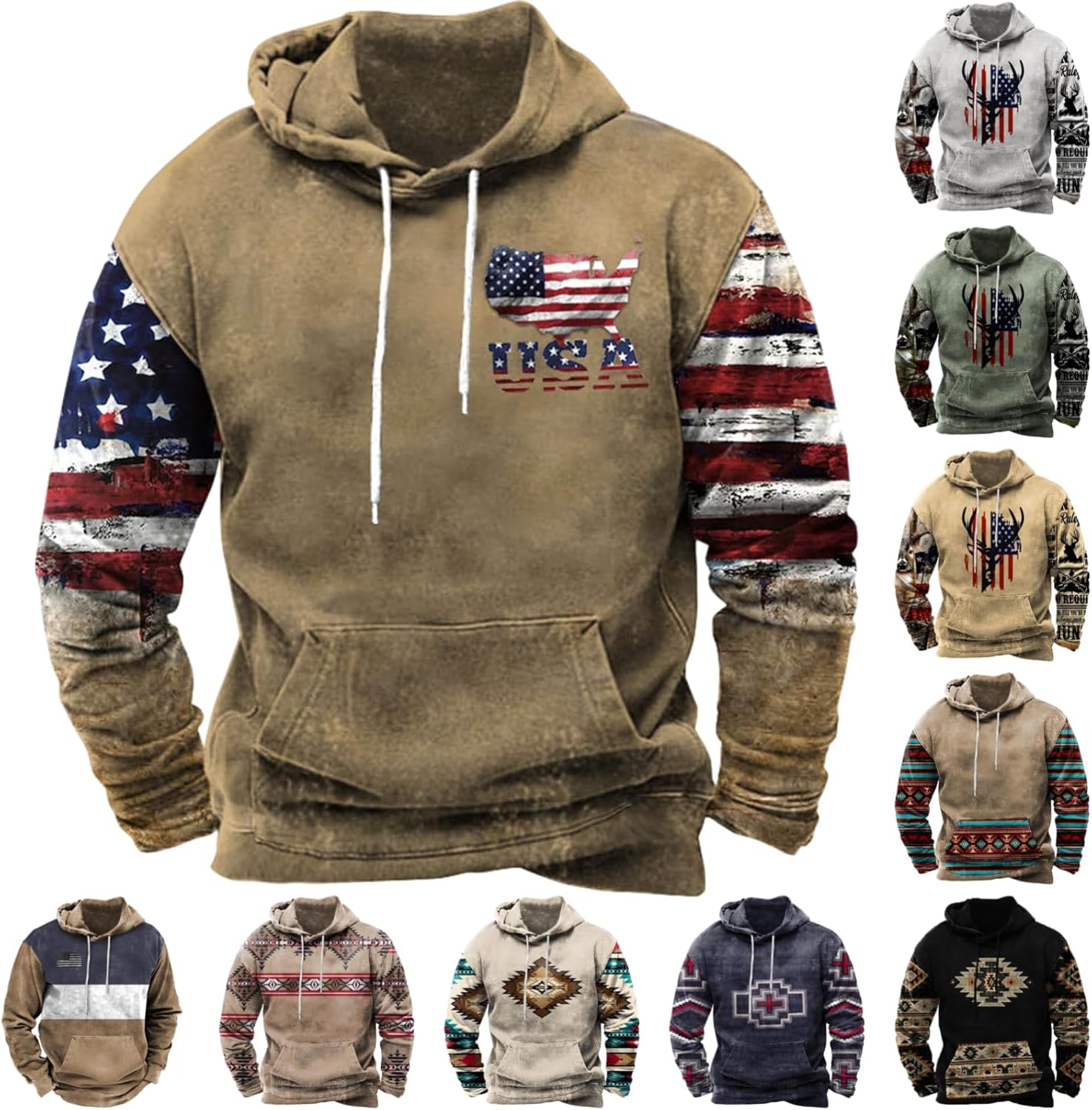 Vintage Aztec Cowboy Hoodie - 2024 Fall Fashion
