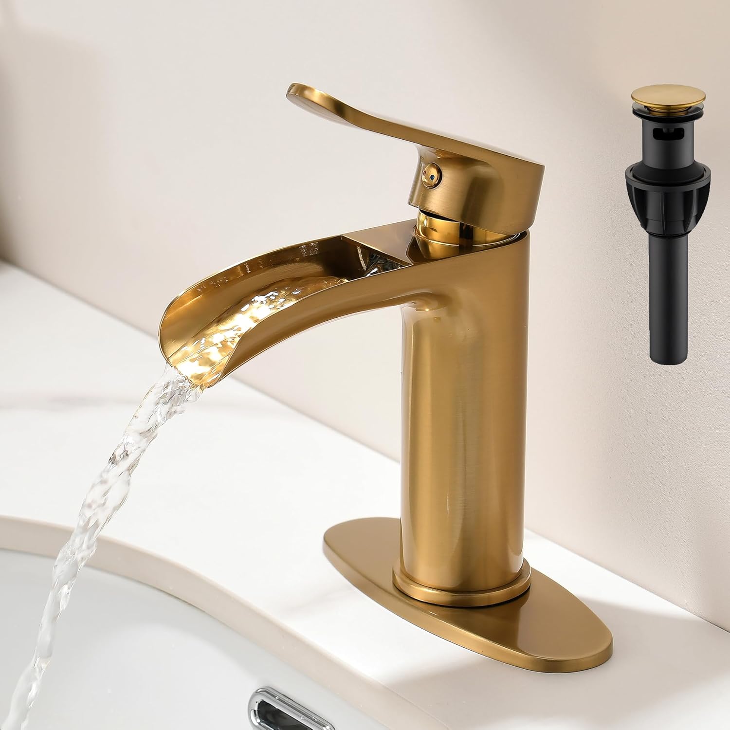 Gold Waterfall Bathroom Faucet by BRAVEBAR - Modern Design