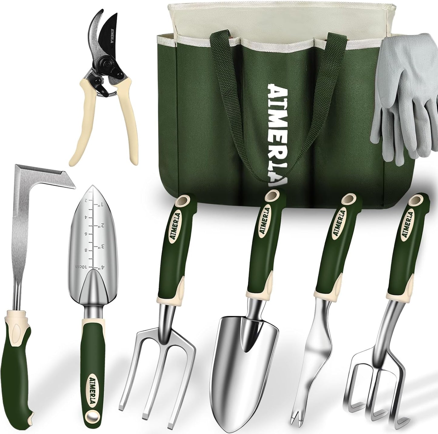 Durable Gardening Tools Set of 9 with Non-Slip Grip and Bag