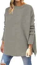 Oversized Long Batwing Sleeve Knit Tunic Sweater - Casual Layering