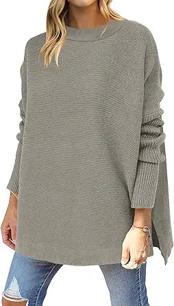 Oversized Long Batwing Sleeve Knit Tunic Pullover Sweater