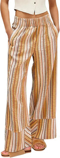 Womens Wide Leg Palazzo Pants High Waisted Striped - Flowy Lounge