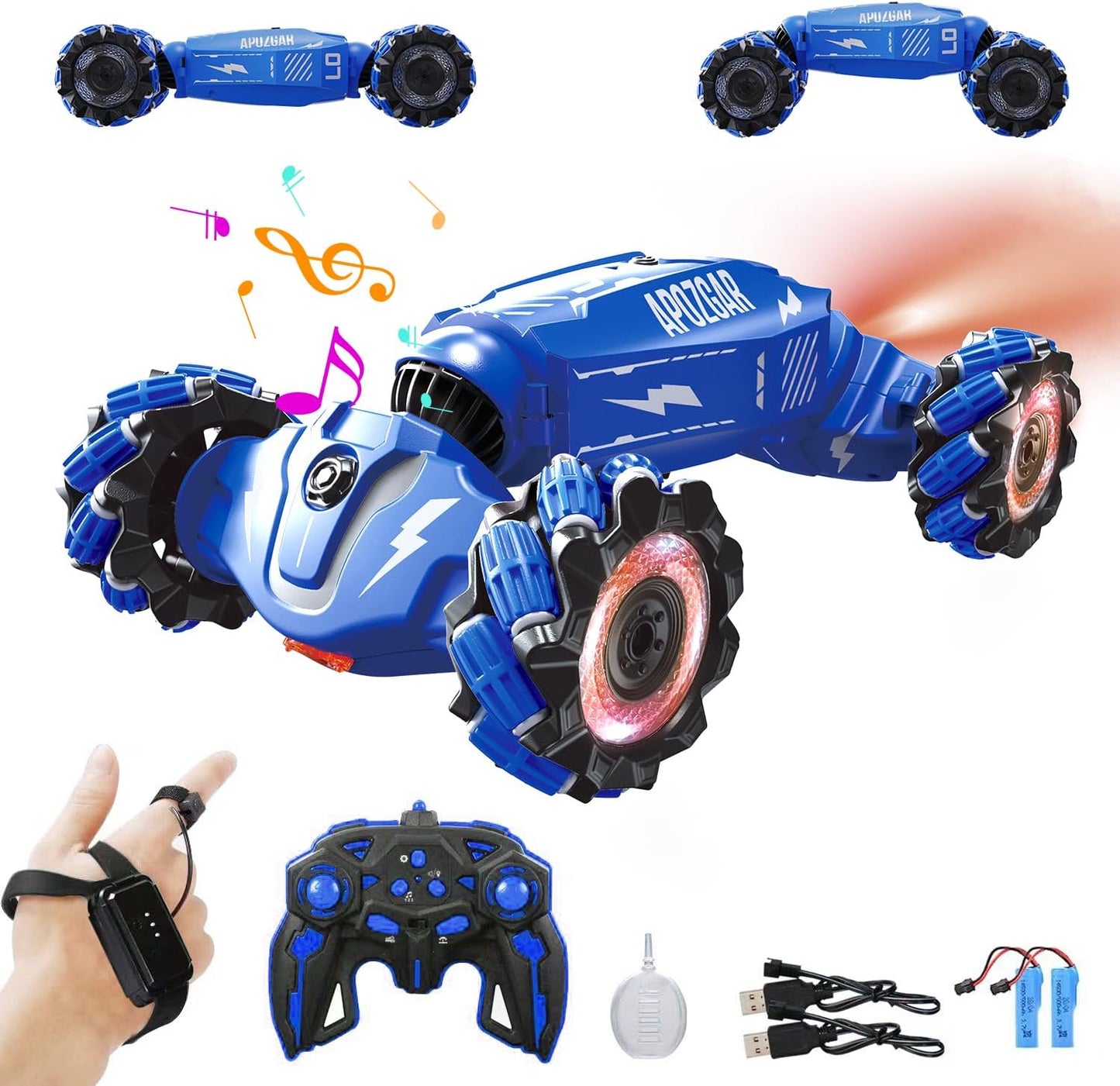 LOOZIX Hand Gesture RC Car: Music, Lights, Spray Drift!