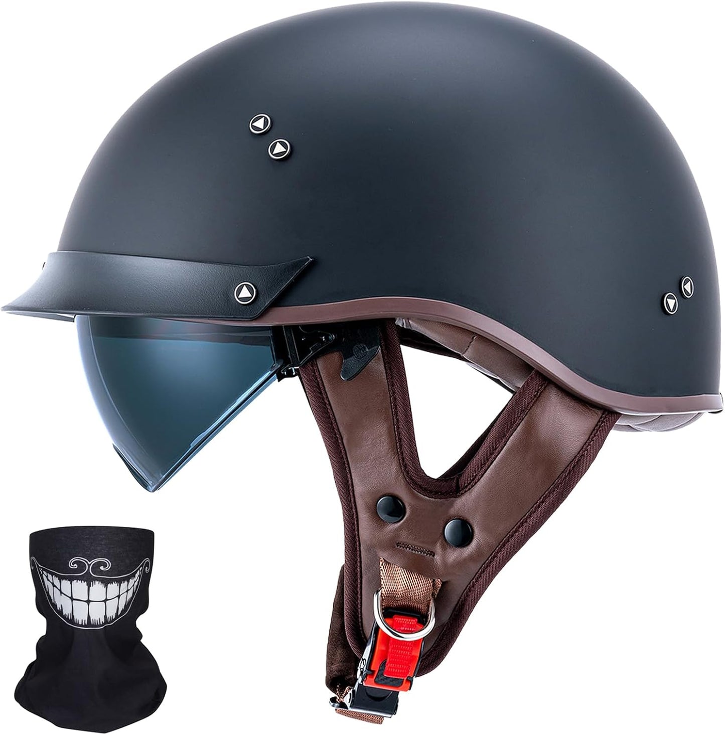 VCOROS Half Helmet Motorcycle DOT Approved with Sun Visor