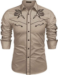 COOFANDY Men's Western Cowboy Embroidered Shirt - Slim Fit Comfort