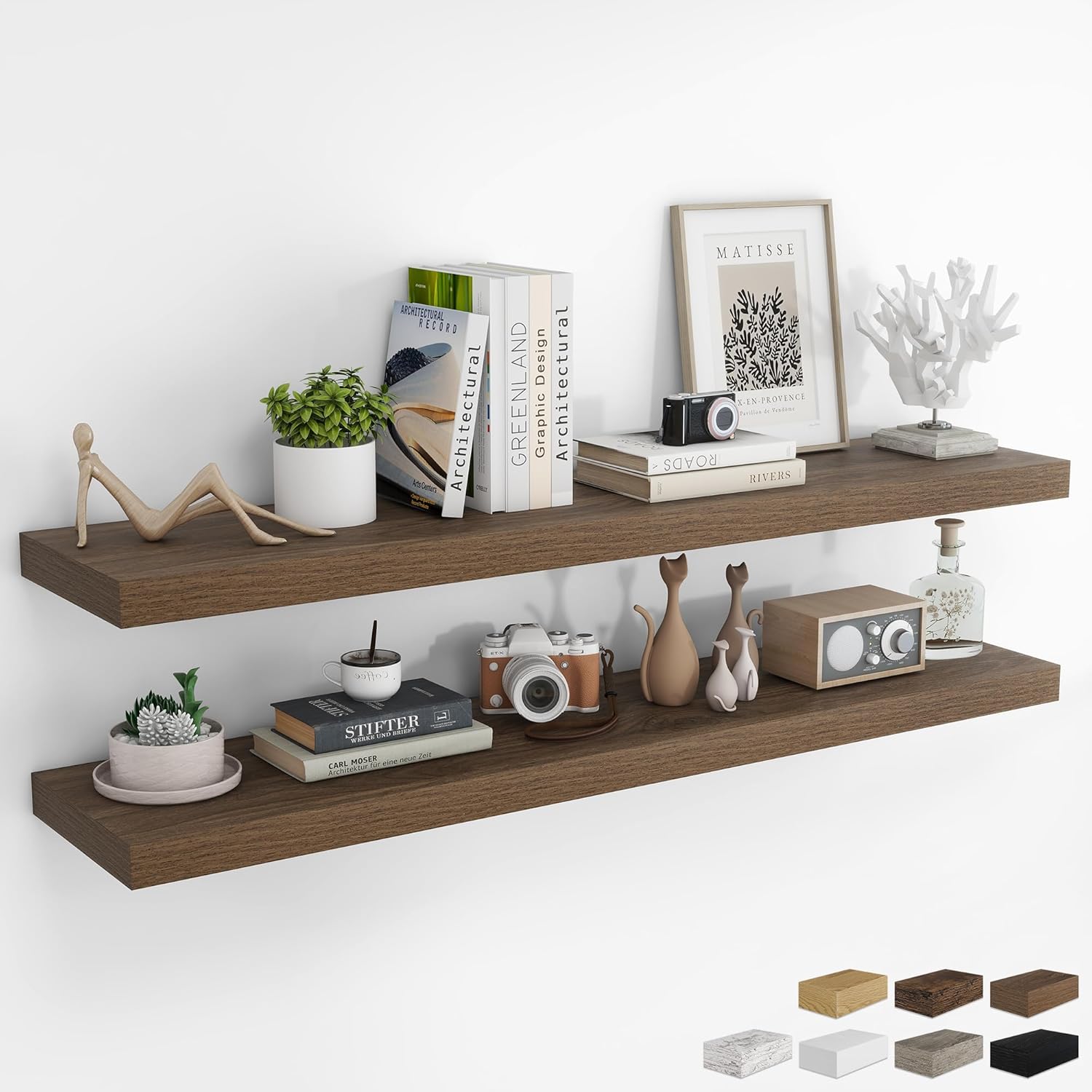 RICHFOCUS 55Inch Floating Shelves for Wall - Rustic Wood Storage
