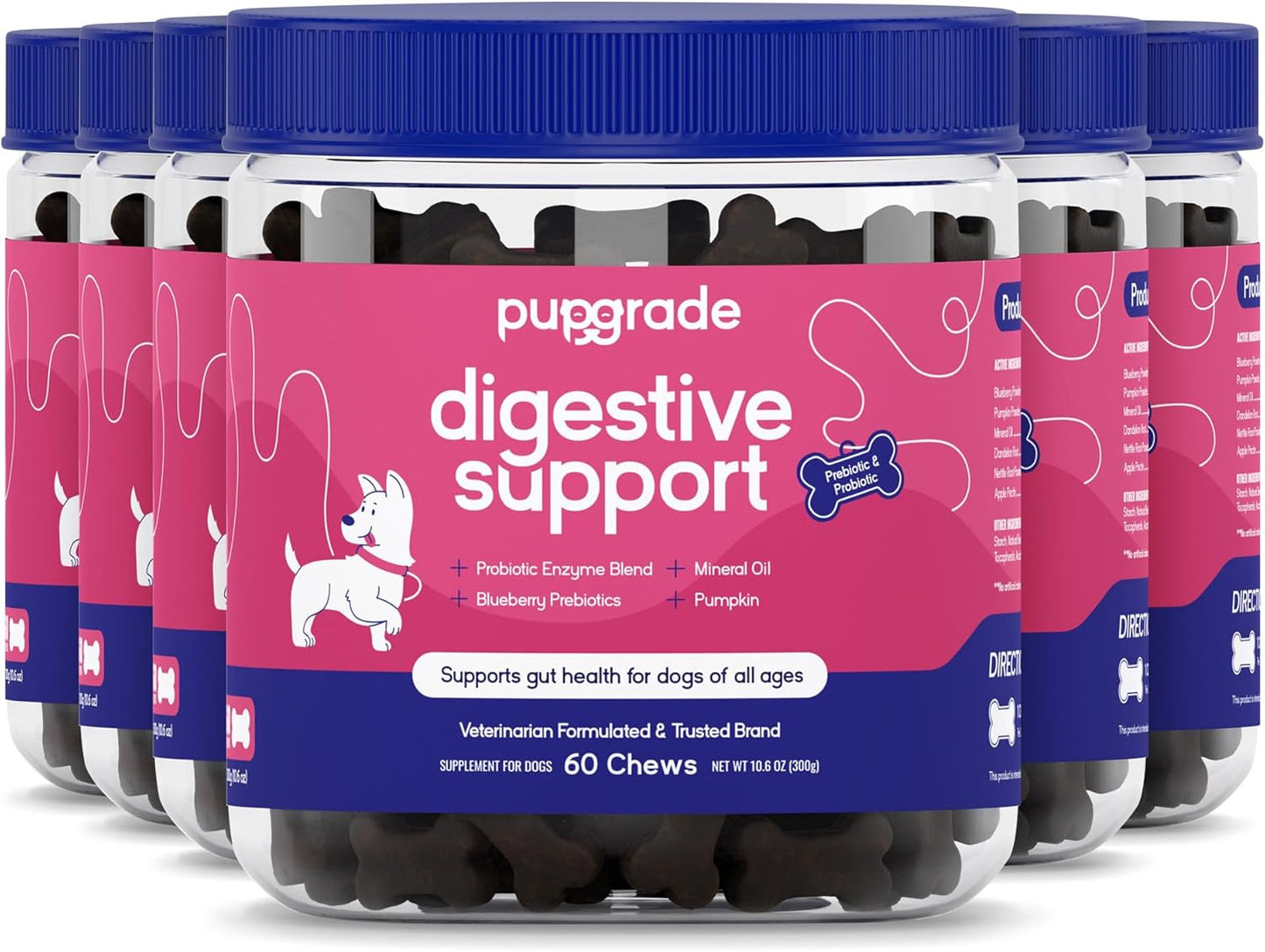 PupGrade Digestive Support Chews for Dogs - Probiotic Enzyme Blend