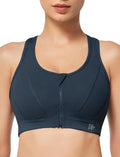 Yvette Zip Front Sports Bra High Impact for Plus Size - Easy On/Off in