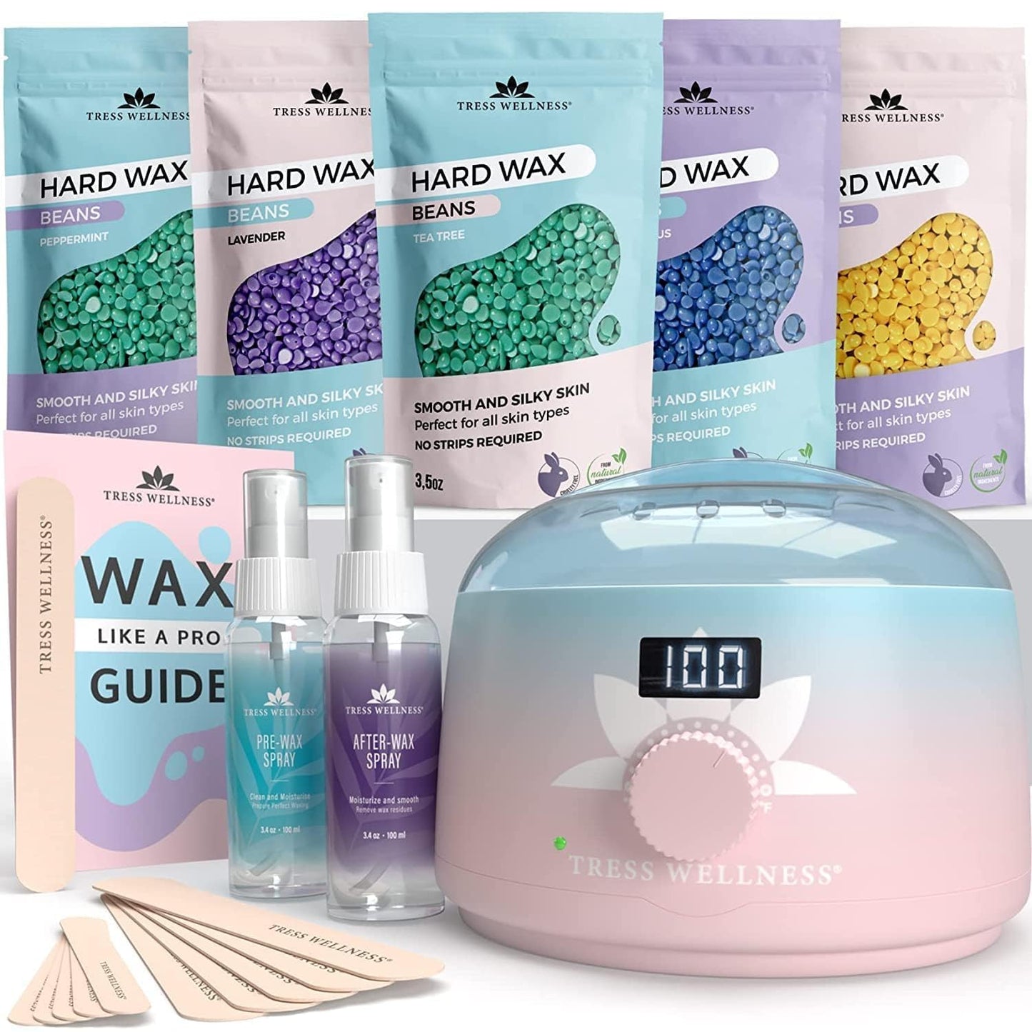 Tress Wellness Waxing Kit for Sensitive Skin - Easy At-Home Use