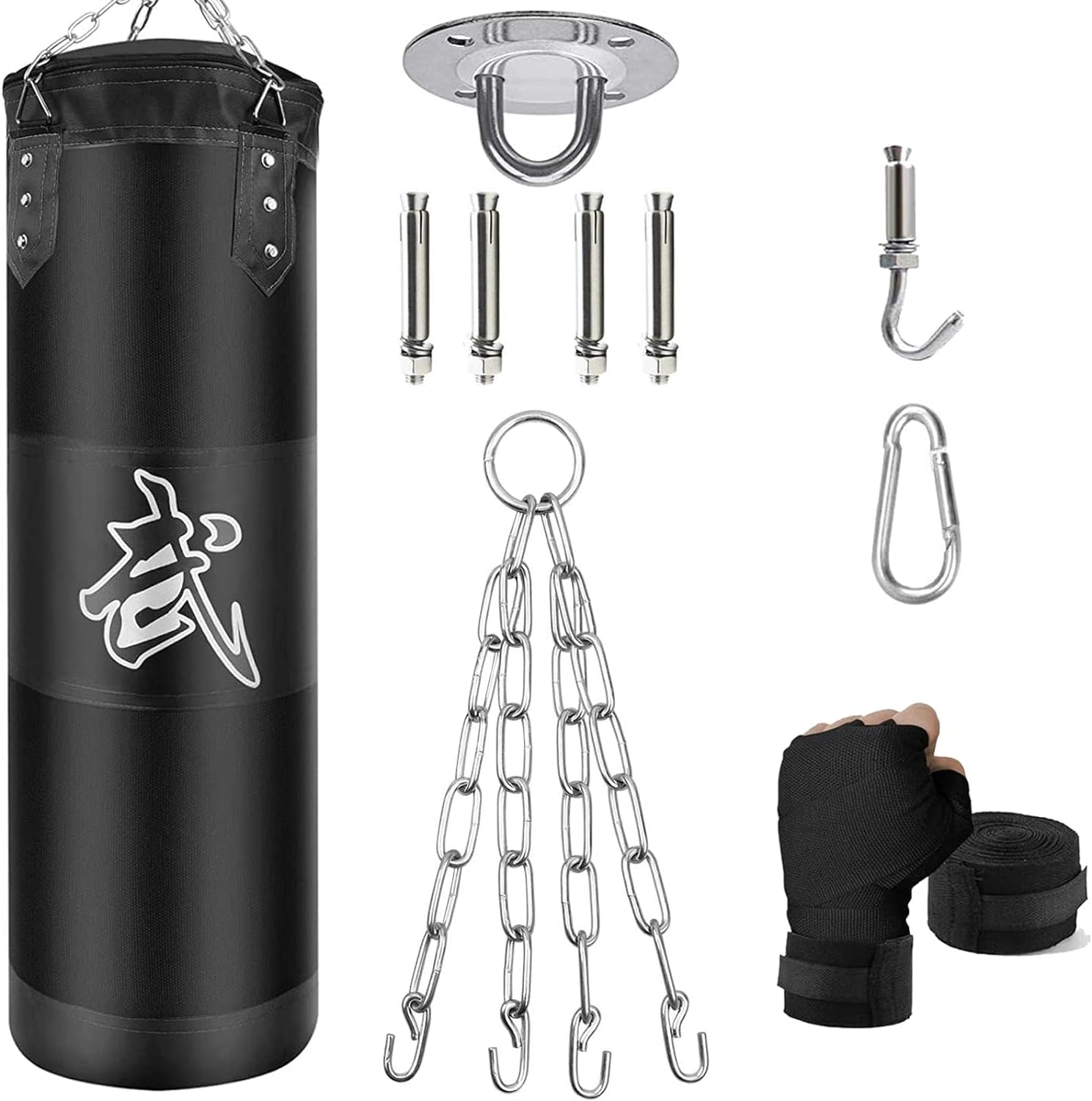 Premium Hanging Punching Bag Set with Hand Wraps - ZERUIDM