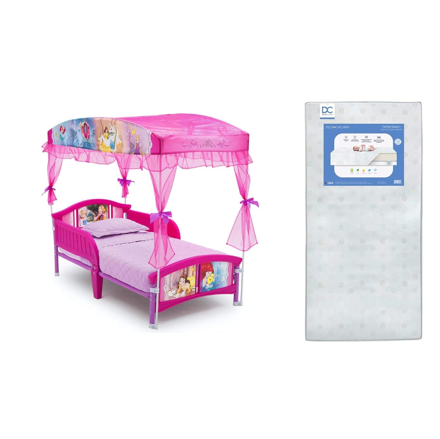 Delta Children Canopy Toddler Bed with Waterproof Vinyl Cover