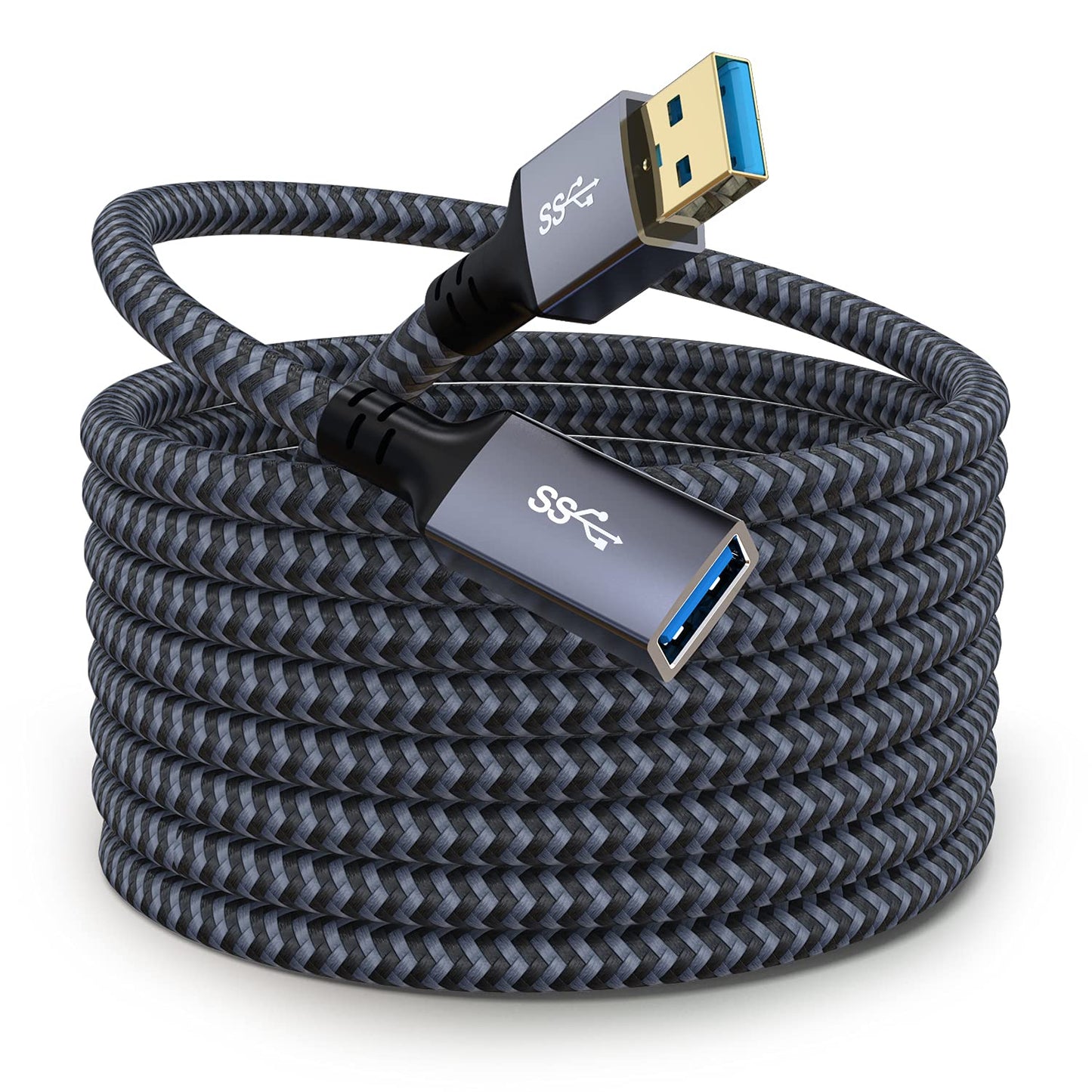 Hisatey 20ft Nylon Braided USB 3.0 Extender