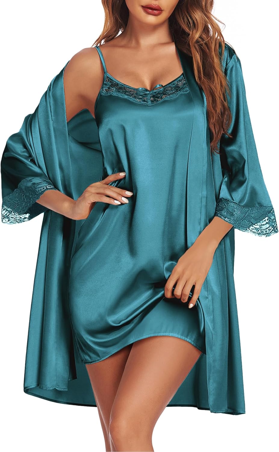 Ekouaer Satin Nightgown and Robe Set for Ultimate Comfort