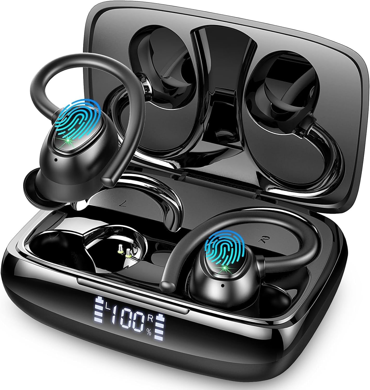 Lrecat Wireless Earbuds: IP7 Waterproof, Dual LED, Bass Boost for Sports