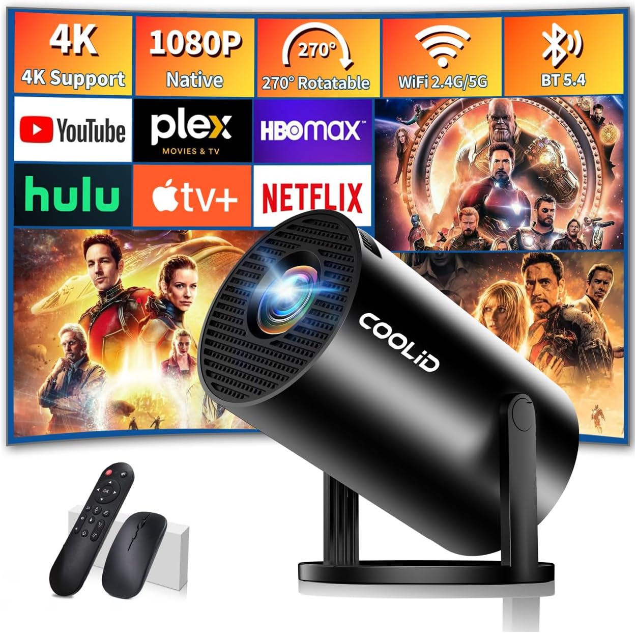 Mini Projector with 4K Support and Bluetooth 5.4 for Home Use