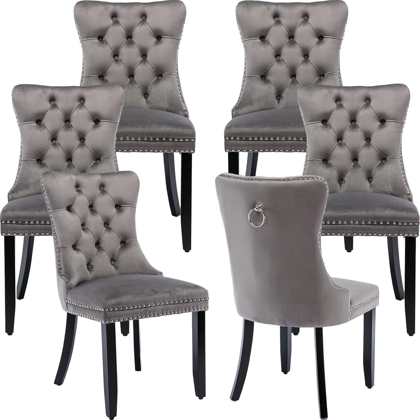 Gray Velvet Dining Chairs Set of 6 for Stylish Dining Rooms