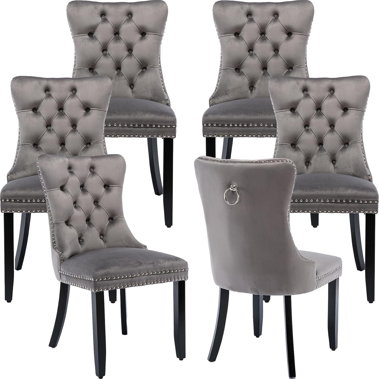 Gray Velvet Dining Chairs Set of 6 for Stylish Dining Rooms