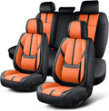 Black & Orange Universal Car Seat Covers Full Set Without Headrest