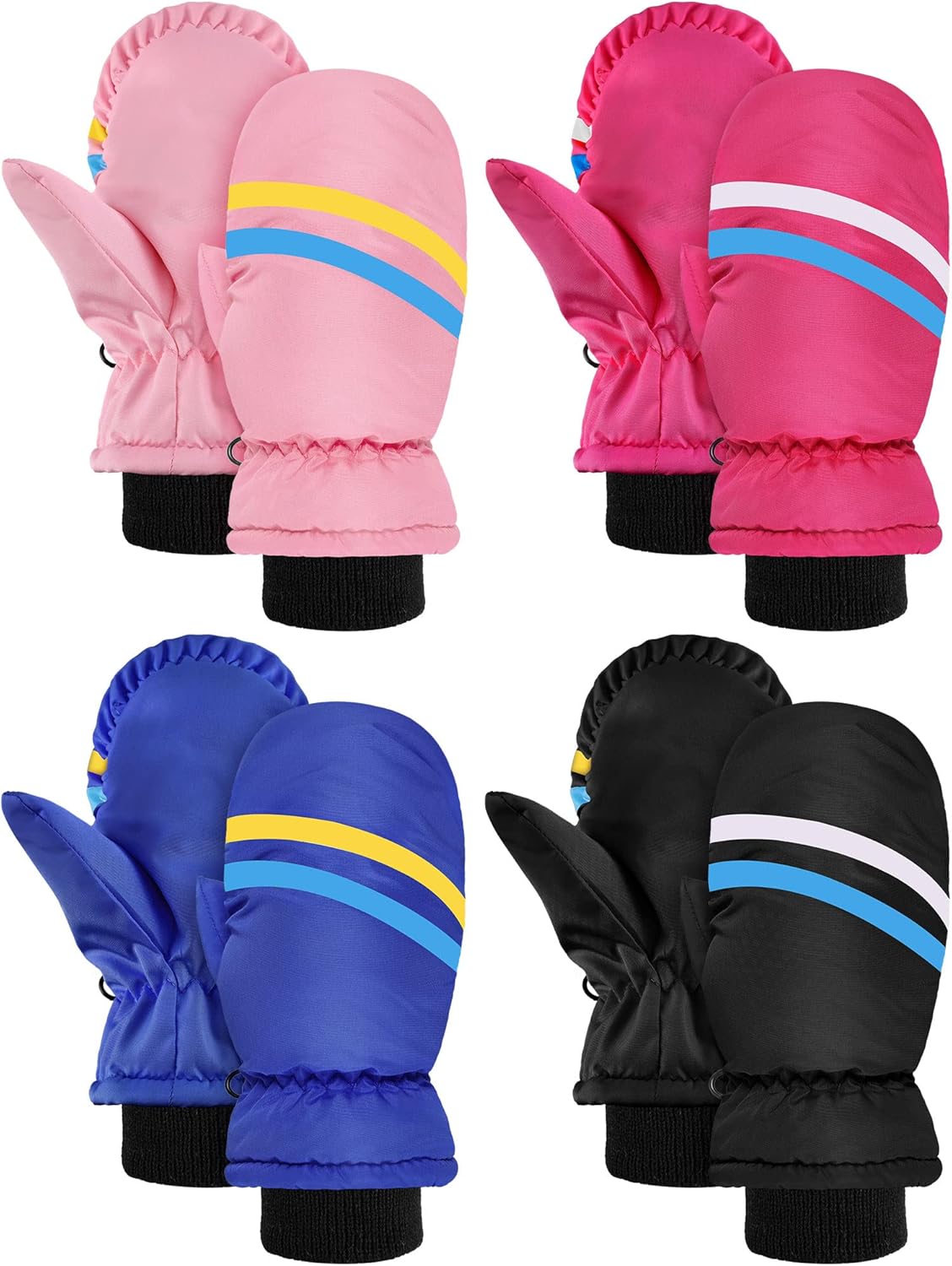 4 Pairs Kids Waterproof Ski Gloves - Stay Warm Outdoors!