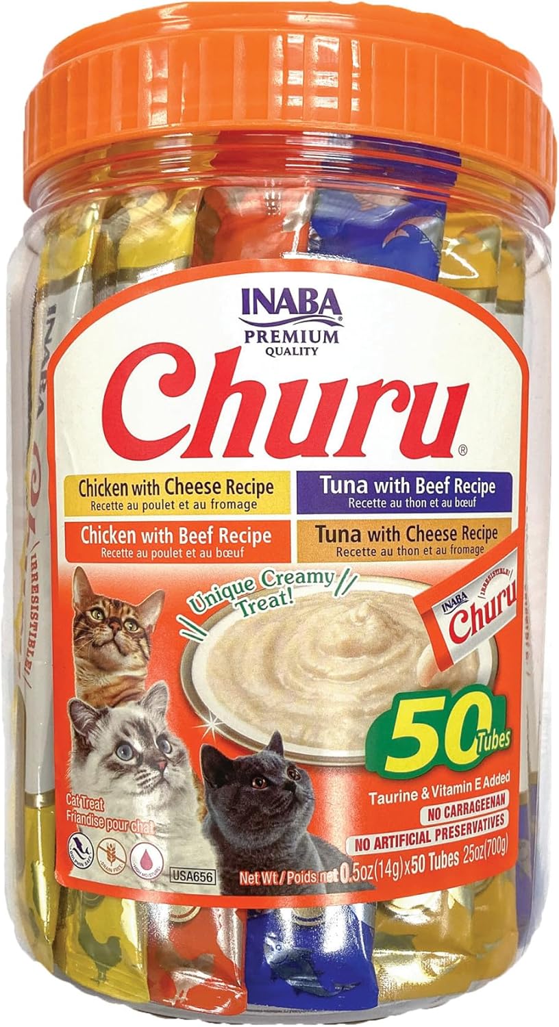 Churu Cat Treats - Grain-Free Lickable Puree for Cats