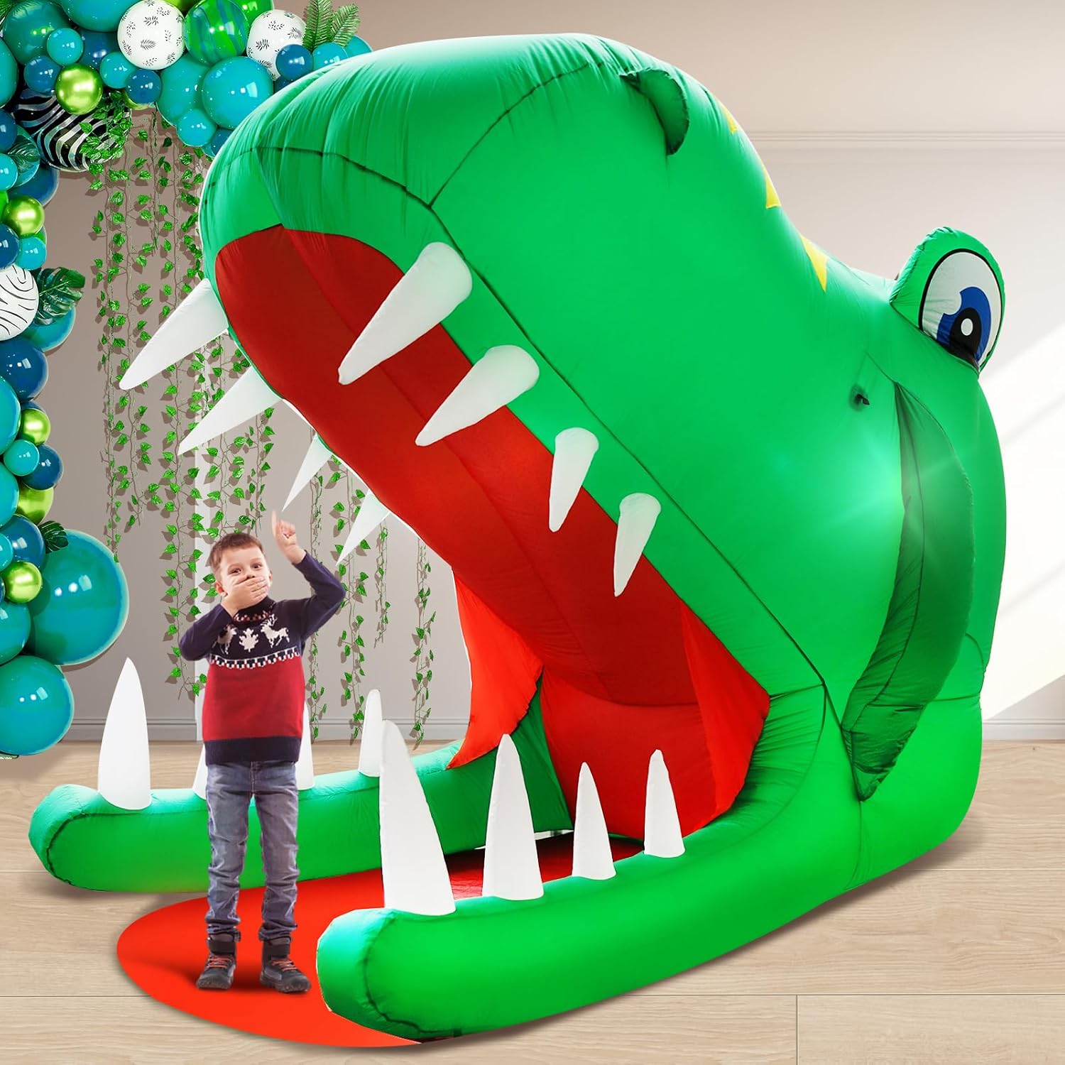 8FT Tall Halloween Inflatable Dinosaur Head for Outdoor Fun