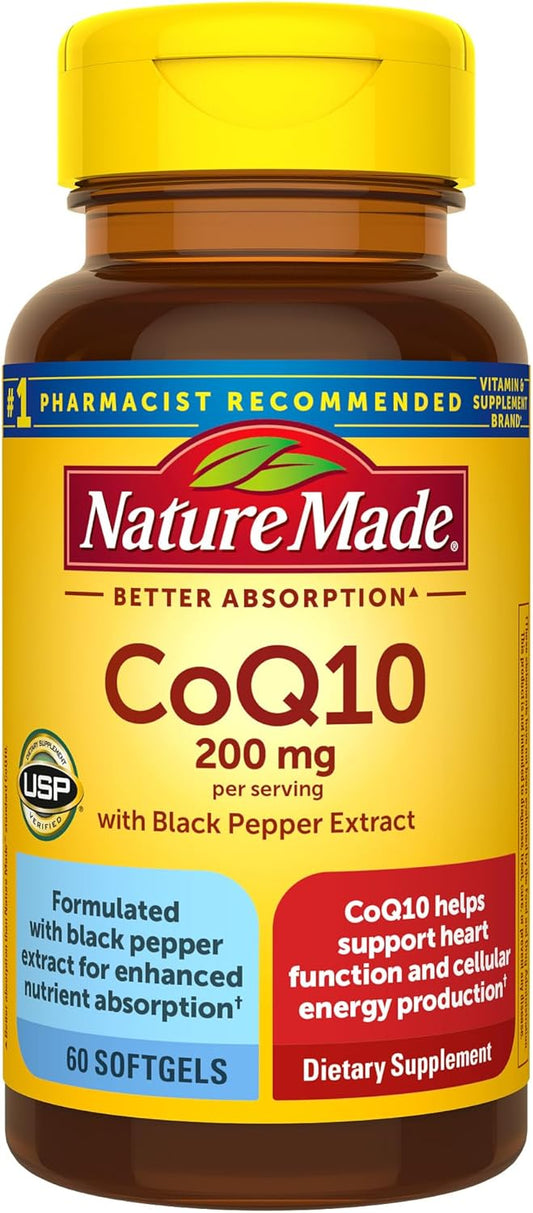 Nature Made CoQ10 200mg Softgels for Heart Health Support