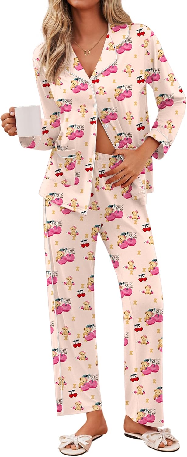 Ekouaer Pajamas for Women Set - Cozy Button Down Sleepwear