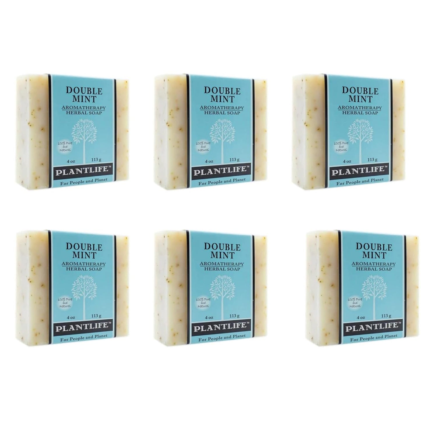 Plantlife Double Mint Bar Soap 6-Pack for Refreshing Clean