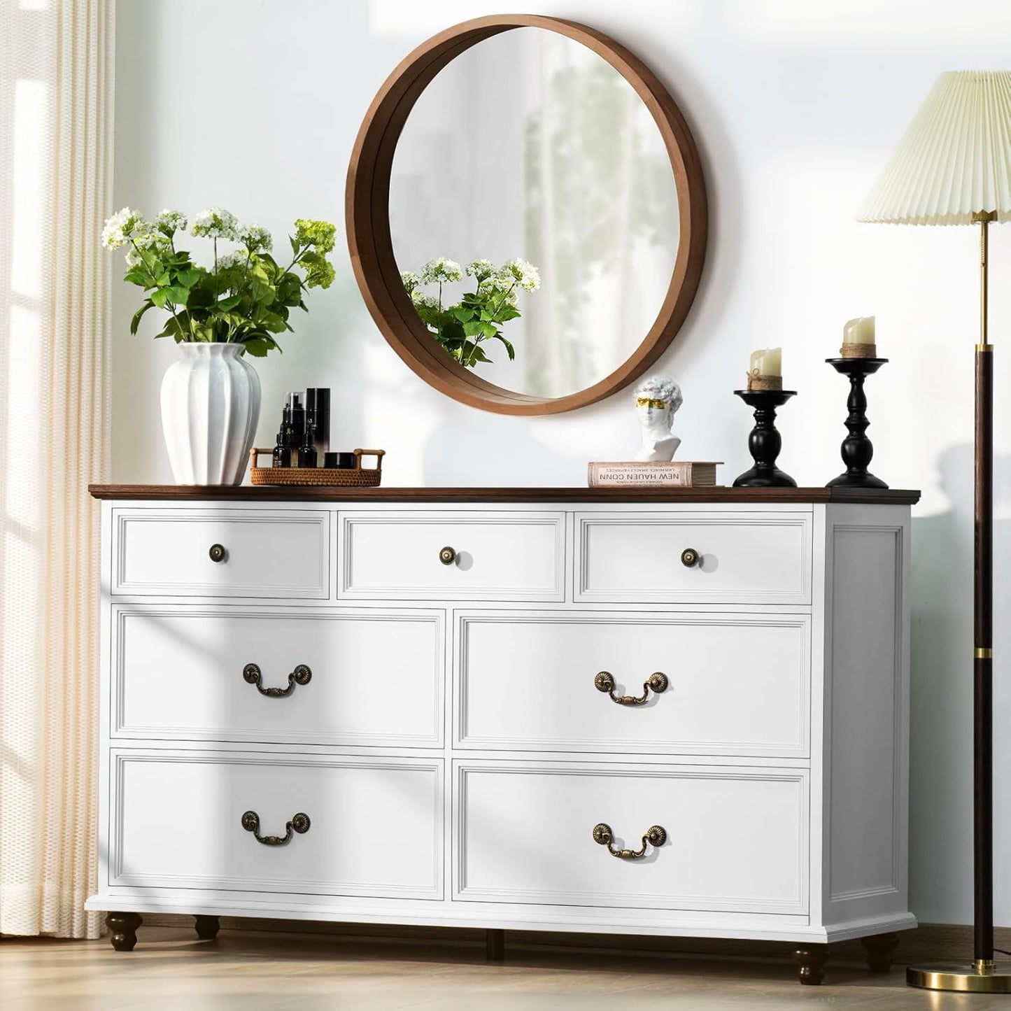 Farmhouse 54in 7 Drawers Dresser for Bedroom and Living Room