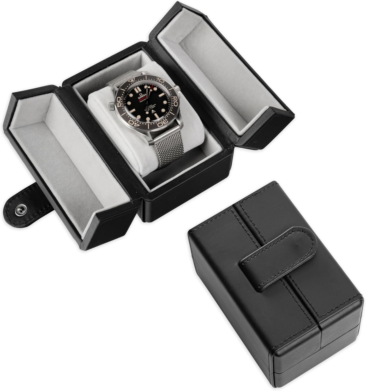 Vintage-Inspired Single Watch Case - Vegan Leather - Reliable 42mm Storage