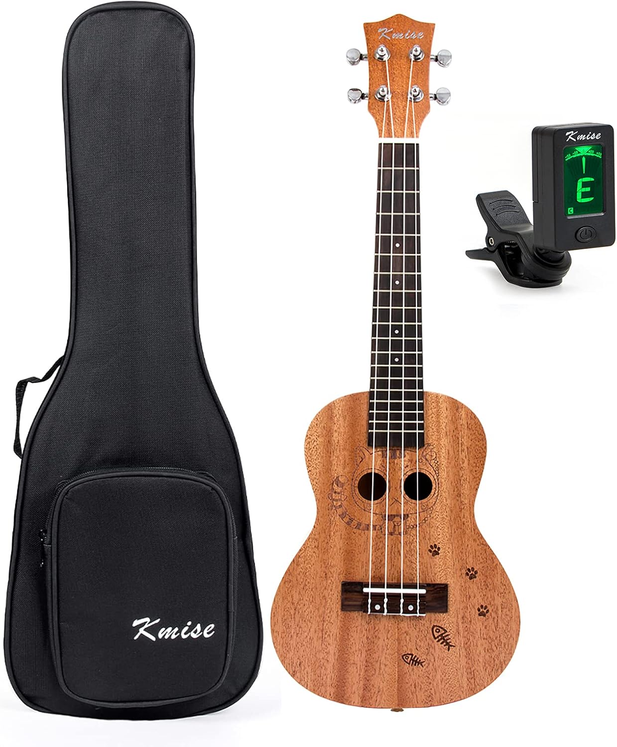 Kmise Concert Ukulele 23 inch Mahogany Guitar with Bag and Tuner