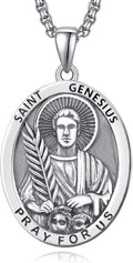 925 Silver Necklace for Men with Patron Saint Medals for Protection