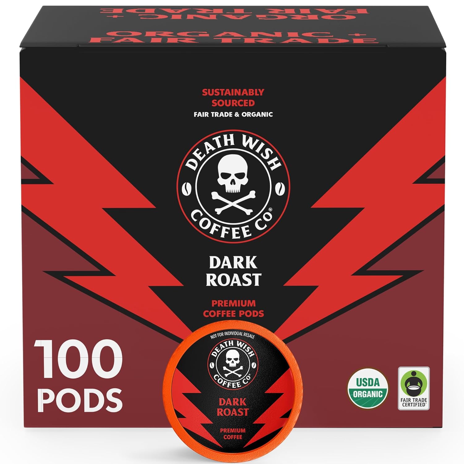 100 Dark Roast Organic Coffee Pods