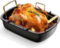 Nonstick Roasting Pan with Rack, 17in x 13in Large Turkey Roaster