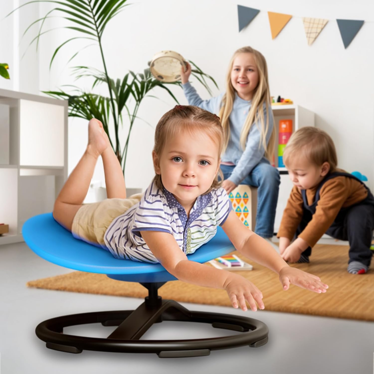 Blue Sensory Spin Chair for Kids 3+ by Grebest